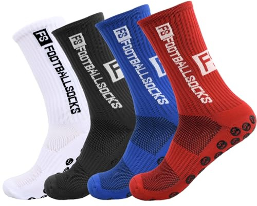 Elitecran 4 Pares Calcetines Futbol Antideslizantes con Agarres, 39-46 Calcetines Deportivos Transpirables Elásticos de Compresión para Correr Al Aire Libre Calcetines Deporte Fútbol Hombrede Cojín
