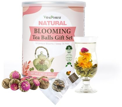 Blooming Tea Flowers Gift Set, 10 Unique Varieties Flowering Tea Balls, Individual Packing Handmade Flower Tea, Blooming Green Tea with Flowers for Tea Lovers, Anniversary, Valentine, Birthday