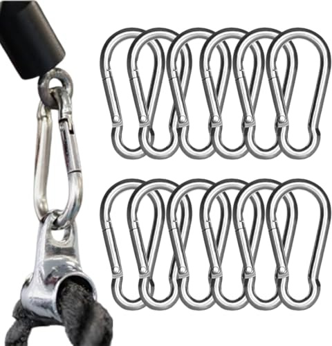BIKPRST Bikprst Lot De 12 Mousquetons D'Escalade, Φ6*60 Mm, Mousqueton Charge Maximale De 180 Kg, Ne Rouillent Pas, Crochets D'Escalade Galvanisés,Pour Porte-Clés, Hamacs, Camping, Pêche, Auvents Etc.