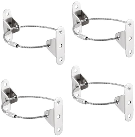 SOIDMHP Juego de 4 correas para muebles, kit de anclajes de metal antipunta para muebles, correas de pared para muebles a prueba de bebés y protección de mascotas, estantería segura, armario, cómoda,
