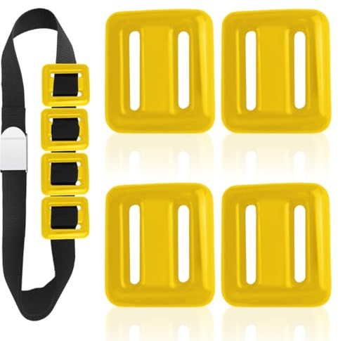 4 Pcs Dive Weights on Nylon Surfaces,1.1LB Dive Weights with Diving Weight Belt,Coated Diving Weight for Freediving,Spearfishing,Scuba Weigh Belt for Waist 55 to 59.1(Yellow)