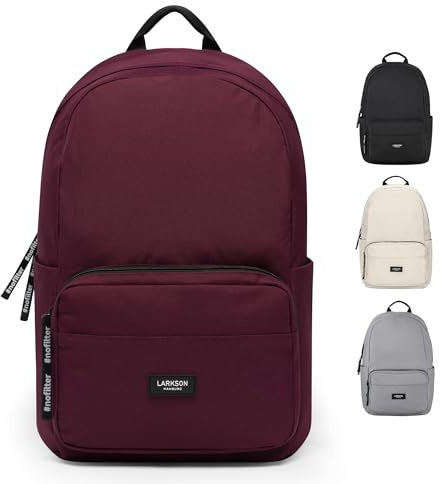 LARKSON Schulrucksack Mädchen & Jungen Teenager Rot - No 3 - Rucksack Damen & Herren für Schule - 16 Laptopfach - Aus Recyceltem PET - Wasserabweisend