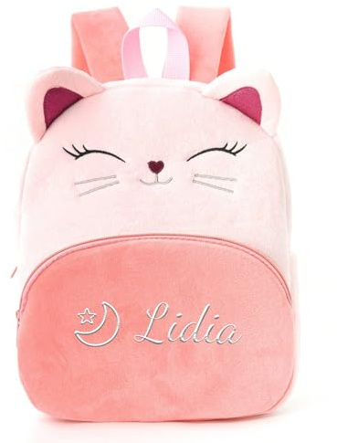 Genérico Mochila Personalizada Infantil con Nombre Bordado, Mochilita Suave de Peluche para Bebés, Mochila Escolar Niñas, Mochila Guarderia y de Viaje Bonita 31cmX25cm (Rojo)
