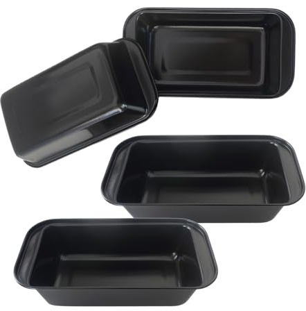 LoveDeal Mini Loaf Pans, 6 x 3.3 Nonstick Carbon Steel Bread Pan, Rectangle Loaf Baking Cake Tin for Small Banana Bread, Meatloaf, Sourdough, Brownies - Set of 4, Black