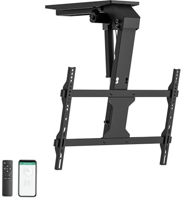 EasyLife Soporte de Techo para TV Eléctrico y Giratorio + Integración Smart Home, Soporte VESA hasta 400×400 para TV LCD/OLED, Monitor, Pantalla, Smartboard, 23–55 Pulgadas + 30 kg – Negro
