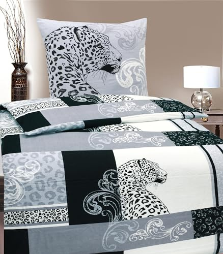MB Warenhandel24 Bettwäsche Winter Biber Baumwolle attraktive Designs 135x200 + 80x80 cm 2-4 TLG teilig (Leopard Design, 2X ca. 135x200 cm + ca. 2X 80x80 cm)