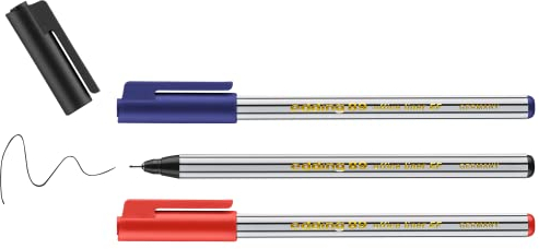 edding 89 - Fineliner - schwarz rot blau - drei Stifte - extrafeine Rundspitze 0,3 mm - dünner Faserschreiber für feines und präzises Schreiben, Unterstreichen, Zeichnen - für Büro, Schule und Zuhause