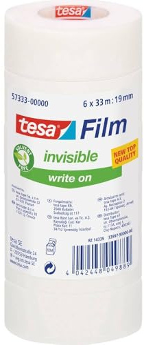 tesa tesafilm, invisible, 33m x 19mm, Vorteilspack mit 6 Rollen
