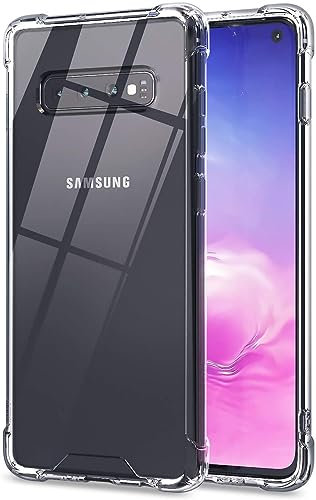 KIOMY Case for Samsung Galaxy S10 Airbag Corners Shockproof Bumper Protective Phone Cover, Hybrid Design Hard PC Back with Flexible TPU Frame (Crystal Clear, for Samsung S10)