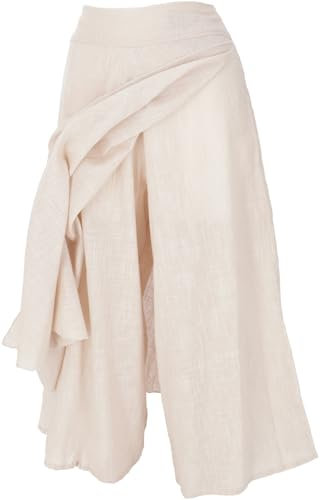 GURU SHOP Ethno Hosenrock, Boho Maxirock, Sommerrock - Leinenfarben, Damen, Baumwolle, Size:M/L