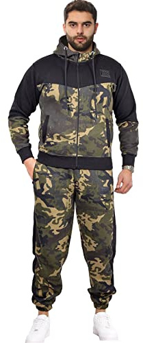 A2Z Mens Camouflage Hoodie Tracksuit Joggers Activewear Set Size S-3XL | Casual sports outfit for gym, lounging, running and everyday comfort