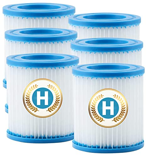 Cartucho de filtro de piscina tipo H para Intex, cartuchos de filtro compatibles con bombas de filtro Intex 28601/28602, filtro de tamaño H para bomba 29007 (paquete de 6)
