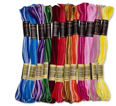 UMC STAG 12 Pieces Multicolour Tones | Premium Embroidery Thread | Egyptian Cotton Premium Skeins | Cross Stitch Embroidery Floss | Oeko TEX Certified Stranded Cotton (Multicolour Tones)