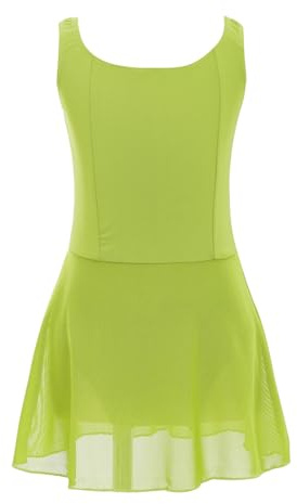 CHICTRY Vestito da Balletto Bambina Leotard Body Ginnastica Danza Classica Senza Manica Dancewear Abito da Ballo Tinta Unita Tutu Gonna Chiffon Elegante Performance 2-12 Anni Verde E 11-12 Anni