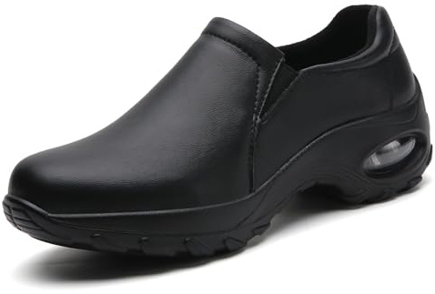 MXIKOCI Women's Nursing Shoes Slip On Lightweight Slip Resistant Comfort Non Slip Waterproof Food Service Work Shoes Black US 8.5