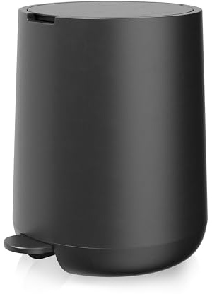 Bamodi Foot 3L Pedal Mülleimer - Mini-Mülleimer mit Deckel - Stylisches kompaktes Design für handfreie Abfallentsorgung im Badezimmer, Schlafzimmer oder Büro - Desktop-Mülleimer - Schwarz
