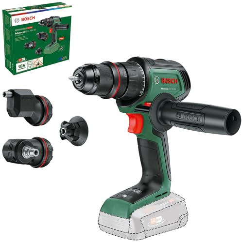 Bosch Akku-Bohrschrauber AdvancedDrill 18V-80 QuickSnap (zum Bohren und Schrauben; 18V; Metallbohrfutter; Magnetkappe; Exzenter- und Winkelaufsatz; Zusatzhandgriff; ohne Akku)