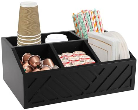 Gzsekken 2-Tier Coffee Station Organizer for Countertop, Bar and Tea Accessories Storage Caddy With Counter Shelf for Home and Office, Black