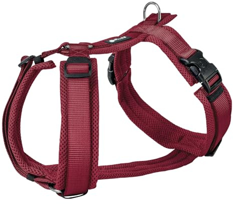 Petlando Hundegeschirr Mesh Y-Comfort – weich gepolstert, stufenlos verstellbar, besonders leicht und atmungsaktiv, fellschonend, ergonomisch – S, Bordeaux