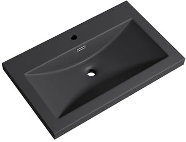 doporro Design Waschbecken, Matt Anthrazit aus Mineralguss, Waschtisch, Waschplatz, Einbauwaschbecken, BTH: 76,5x48x13 cm Colossum01