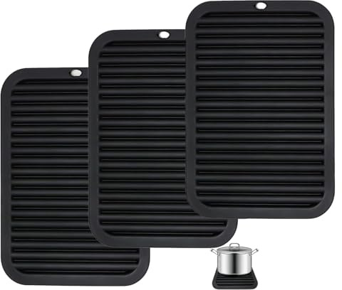 Silikon Untersetzer,Hitzebeständige Matte, 30 x 23 cm Silikon Topfuntersetzer Silikonmatte Hitzebeständig bis 230°C,für Küche, Wohnzimmer,Bad(Schwarz)