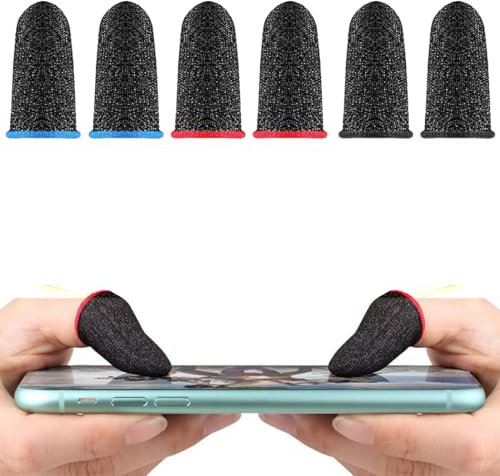 BDEPSTR 6 Pack Manchons pour Doigts pour Jeux, Transpiration Respirant Finger Manches Écran Tactile Tir et Visée Sensibles, PUBG Mobile Gaming Finger Sleeve