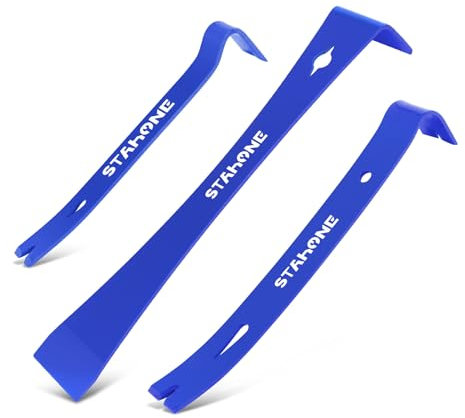 STAHONE Juego de 3 barras de palanca planas de 9-1/4 pulgadas, barra de palanca ultra de 7-1/4 pulgadas y mini barra de 5-1/2 pulgadas, palanca de acero de alto carbono para extractor de clavos,