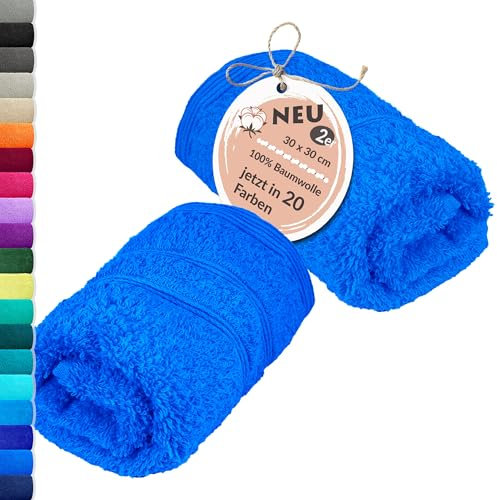 Lashuma Baby Waschlappen 30x30 cm, London 2er Set Jungen Seiftuch Karibik Blau, Flauschige Baumwolle, Ideal für das Baby und Kinder