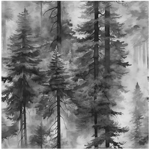 HAOKHOME Forest Wallpaper Self Adhesive Black/Grey Wall Paper for Bedroom | Removable Textured Wood Tree Contact Paper Renter Friendly for Living Room 3m x 44.5cm
