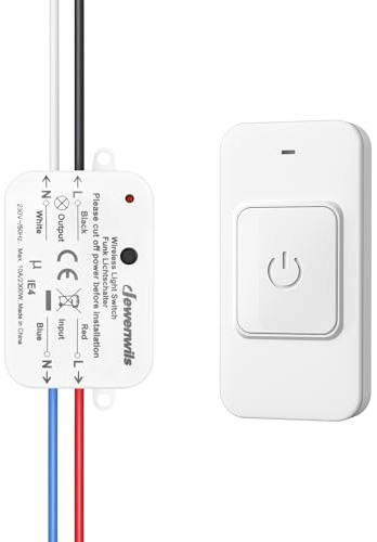 DEWENWILS Funk-Lichtschalter Set 230 V, magnetischer Funkschalter mit Empfänger, drahtlos, Reichweite bis 30 m, erweiterbar, Schalter für Lampen und Ventilatoren bis 2300 W, 1 Sender