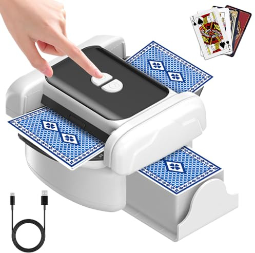 PLLYPE Barajador de Cartas Automático, Mezclador de Cartas Eléctrico, Máquina Barajadora Eléctrica de Cartas de Póquer, Modo Automático y Manual, para Póquer, Blackjack, Texas Hold'em