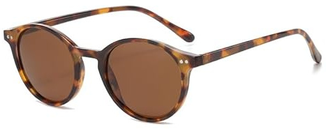 CIKJUK Gafas de sol para niños, polarizadas, redondas, jóvenes, niñas, clásicas, adolescentes, niños, gafas de sol UV400, protección para 8-18 años, Leopardo/Marrón