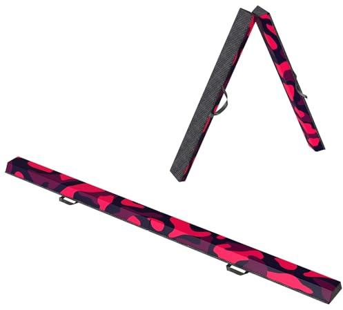 Bestmassage 8 FT Floor Balance Beam Folding Balance Beam Gymnastics Balance Beam w/Carry Handles Anti-Slip Base for Kids, Beginners & Professional（PinkPurple）