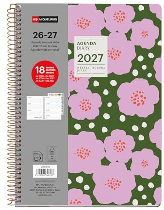 Miquelrius - Agenda Escolar 18 Meses 2026 2027 Semana Vista A5+, Corolas