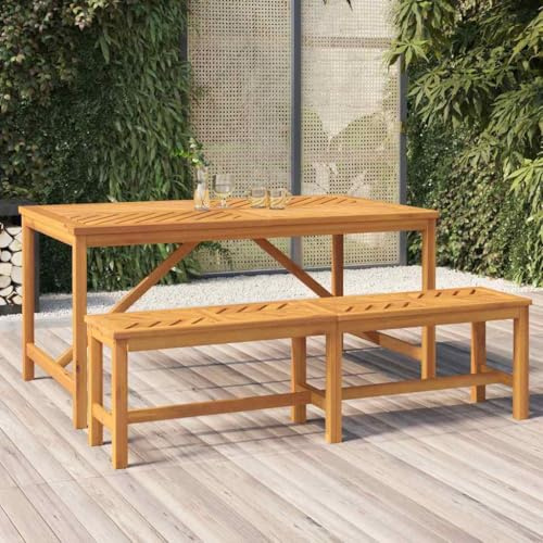 MBDRKVGF Outdoor Garden Dining Table, Rectangular Solid Acacia Wood Patio Table with Herringbone Pattern, Large Farmhouse Style Furniture for Backyard, Deck, and Balcony, 59.1 Inch