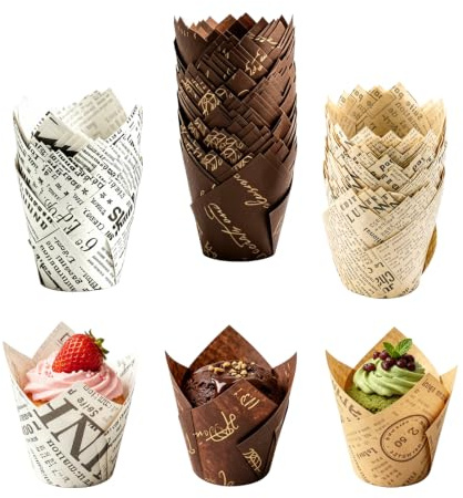 200 stycken muffinsformar papper muffins pappersformar, papper muffinsform cupcake formar cupcake formar papper, muffin bakform bakformar för bröllop födelsedagsfest vintage (A)