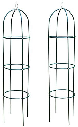 Lot de 2 Kingfisher Obélisque de jardin en acier Noir 1,9 m