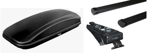 Portatutto Per Auto- compatible con Mokka Dal 2012 Al 2019 5P -Rails- Chiusi- -Piu Box 430Lt Nero Opaco-