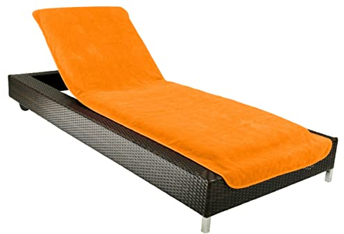 Brandsseller Gartenliegenbezug 75x200 cm – Frottee Schonbezug Handtuch-Auflage aus 100% Baumwolle – waschbar, rutschfest, Öko-Tex Standard 100 – Orange