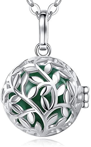 EUDORA Harmony Ball Arbre de Vie Ange Cloche Pendentif Collier Grossesse Mexicaine Bola Femmes Filles Bijoux Meilleur Cadeau, 76.2cm+114cm chaîne