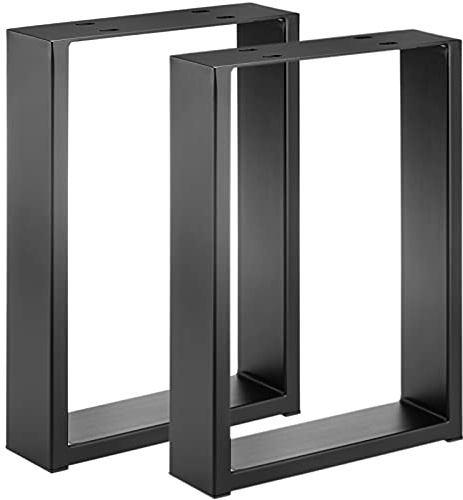 PrimeMatik IP024-VCES Piedi rettangolari per Tavolo e Panca Gambe in Acciaio Nero 300 x 80 x 430 mm 2-Pack (IP024)