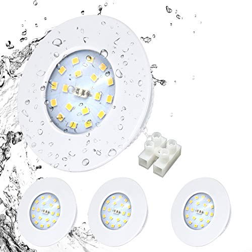 HiBay Spot Led Encastrable Salle de Bain 5W,4x Spot Extra Plat IP44 Étanche,Blanc Neutre,Trou 60-68mm,Éclairage encastré 220V 500lm Pour Cuisine Salon