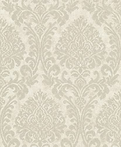 Grandeco Life Nomad Chenille Damask Cream Wallpaper A50103 - Vinyl Damask