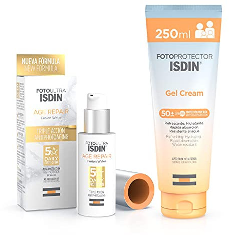 ISDIN PACK Protector Solar Corporal Gel Crema SPF 50+, Protector Solar Facial Age repair SPF 50