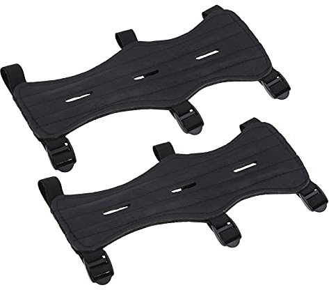 2 Stück Bogenschießen Armschutz Schwarz mit Verstellbaren Trägern Kuhleder Bogenschießen Schutzausrüstung