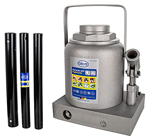 alca® Hydraulischer Wagenheber 50t I Stempelheber & Unterstellheber aus Stahl I für SUV, LKW, Landwirtschaft & Werkstatt I Hubhöhe 240-370 mm I TÜV-Zertifiziert & GS-Geprüft