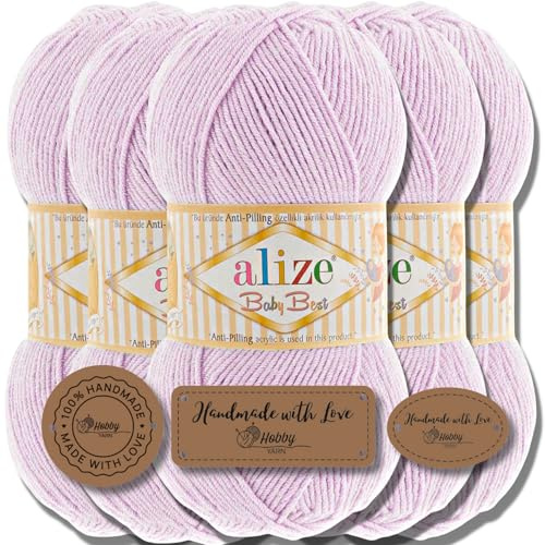 Alize Baby Best batik 5 x 100 g stickylle antipilling turkisk baby ull bebe enfärgad ull garn stickgarn handstickgarn för stickning virkning bomull mjuk (lila | 27)