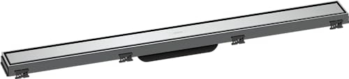 hansgrohe Fertigset Duschrinne RainDrain Match, Abflussrinne 800mm, Bodenablauf Dusche mit höhenverstellbarem Rahmen, Chrom, 80cm
