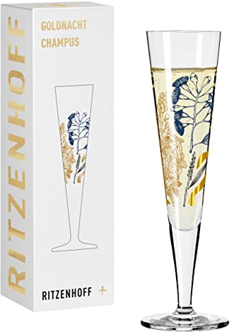 RITZENHOFF 1071034 Bicchiere da champagne 200 ml - Serie Goldnacht No. 34 - Motivo ghepardo con oro vero - Made in Germany