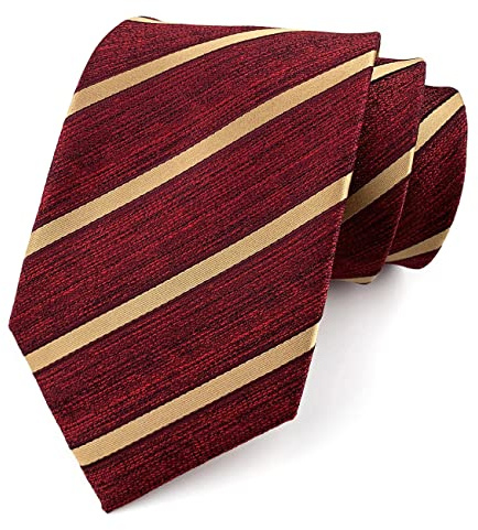 marysgift Striped Ties Men's Fashion Slim Necktie - Red Stripe Woven Silk Formal Party Tie 139